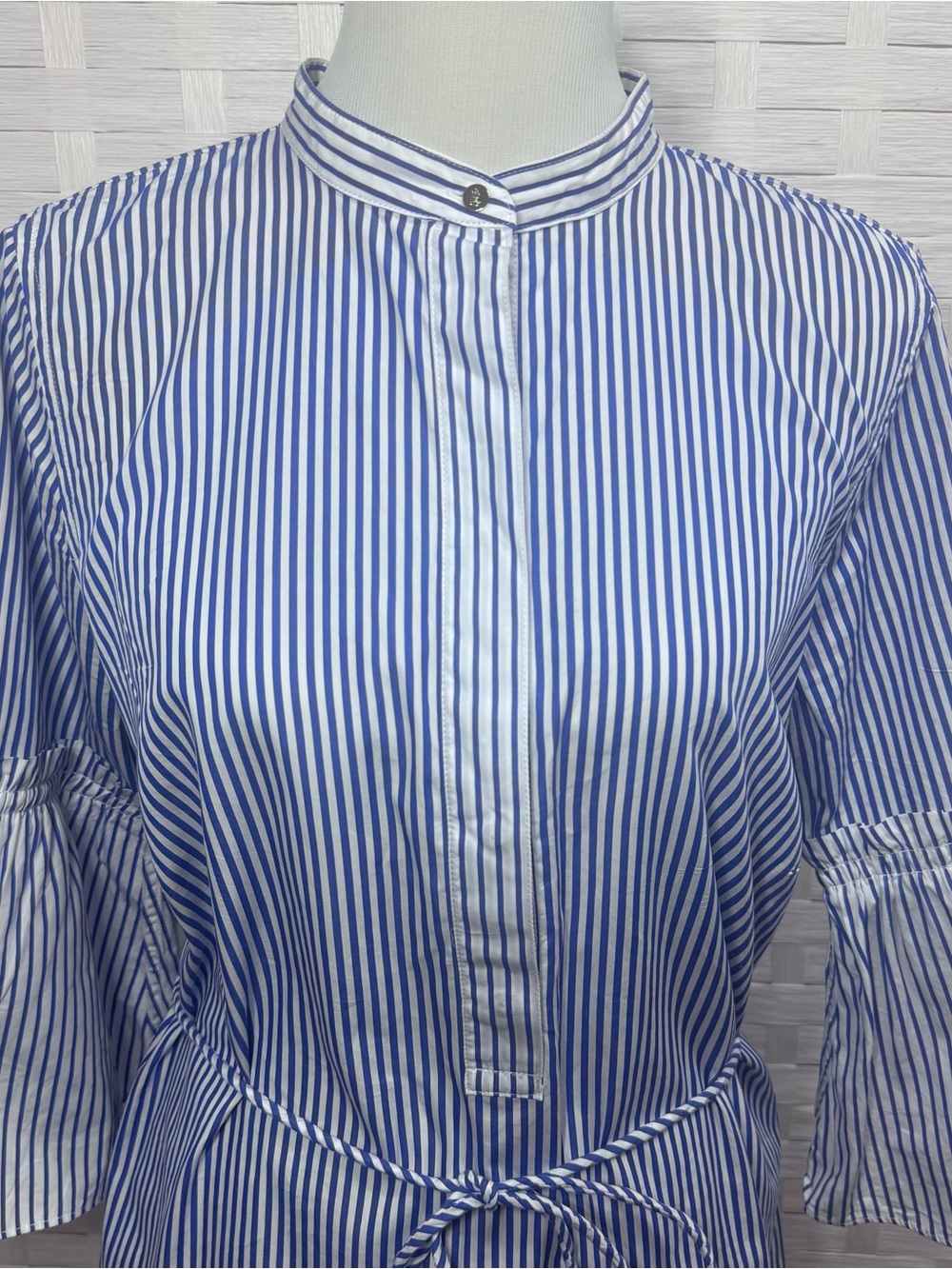 Lauren Ralph Lauren Coastal Striped Cotton Shirt Dress Ruffle Sleeve Size 14W - Picture 3 of 10